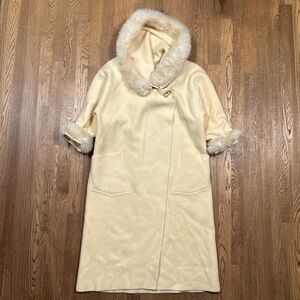 Lundstrom LaParka Hooded Wool Faux Fur Oversized Long Duffle Coat Womens S